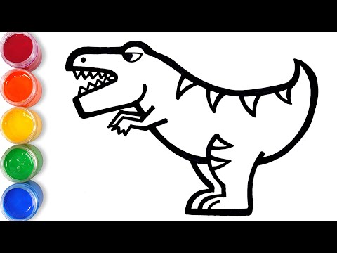 Let's learn to glitter Dinosaur drawing and coloring for kids | GENiEART