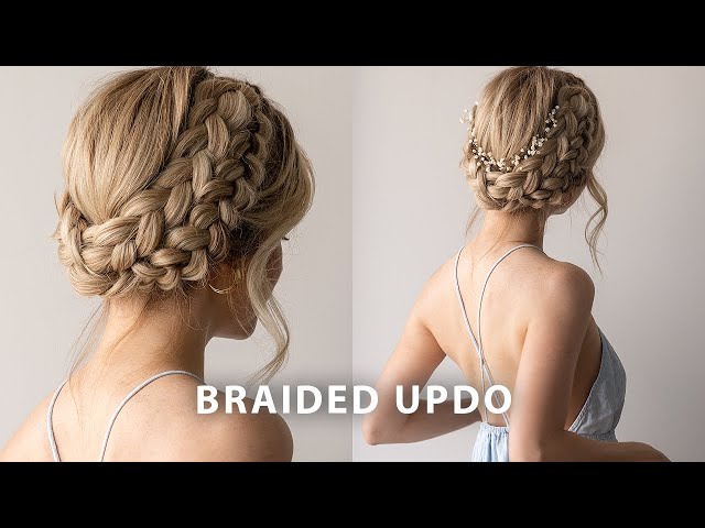 EASY Milkmaid/Crown Braided Updo | Perfect for long hair - medium hair  lengths - YouTube