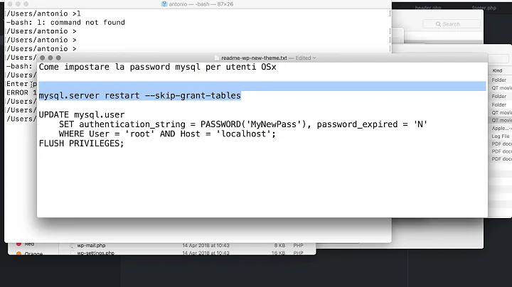 Mac OSX how to reset your mysql password (5.7.21)