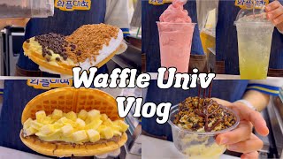 4k·sub) 🧇 With Waffle, I'm happy🥰/Cafe Vlog / Part-time Vlog/Waffle & Beverage Manufacturing Video