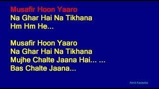 Musafir Hoon Yaaron - Kishore Kumar Hindi Full Karaoke with Lyrics chords sheet