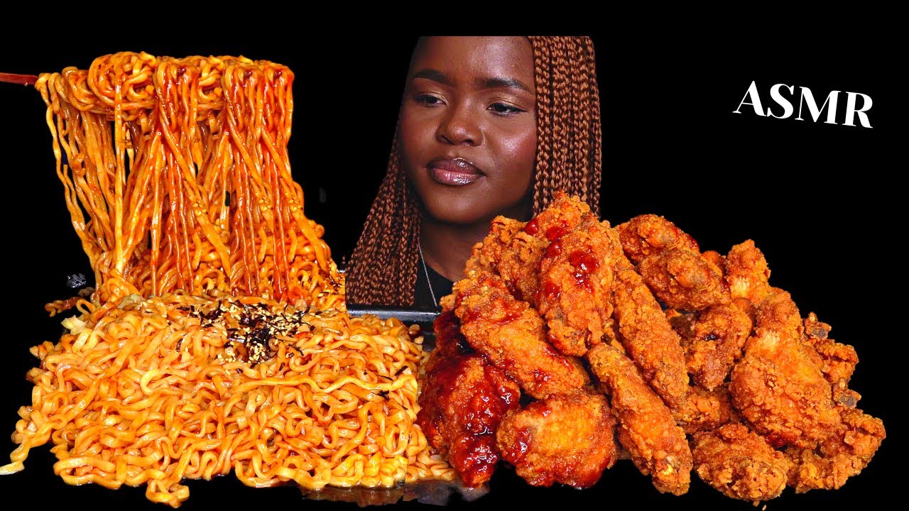 ASMR SPICY NOODLE, KFC FRIED SPICY CHICKEN, COLESLAW MUKBANG, |Eating ...