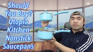Utopia Kitchen Nonstick Saucepan Set with Lid - 1 Quart and 2