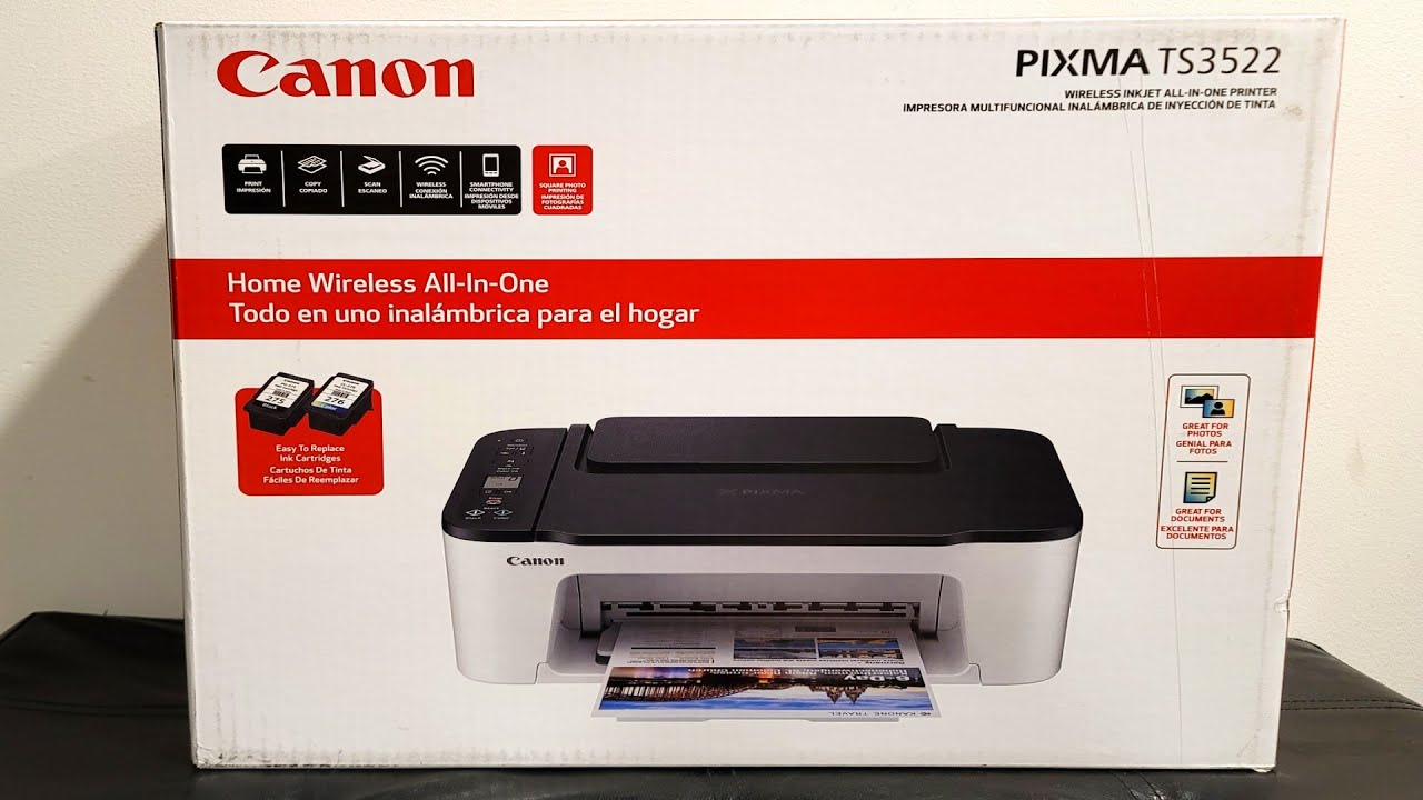Canon PIXMA TS3522 TS Series Wireless All in One Color Inkjet Printer,  White Print, Scan, Copy - YouTube
