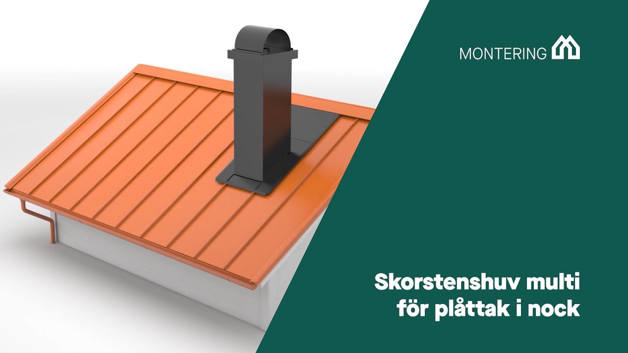 Montering skorstenshuv på plåttak i takfall