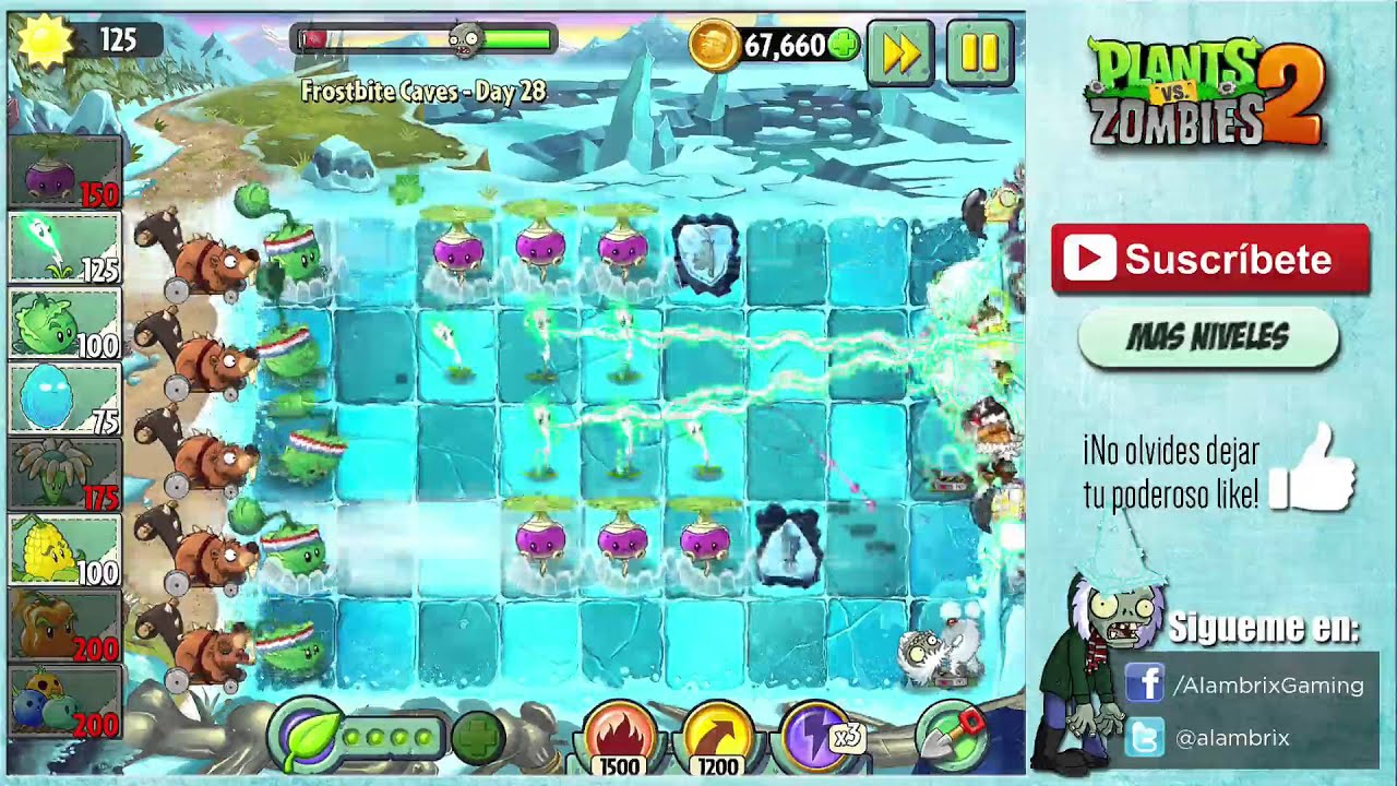 Plants Vs Zombies 2 - Cuevas Congeladas día 28 - YouTube