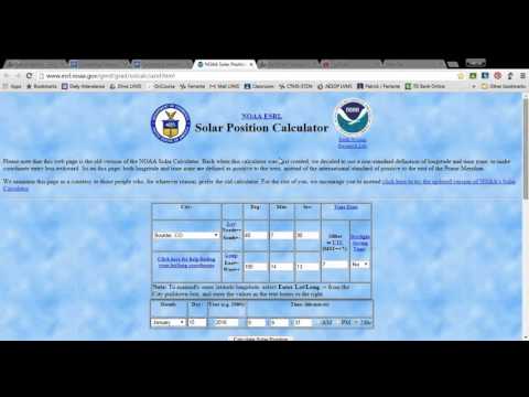 Finding Solar Angle Using NOAA Solar Position Calculator