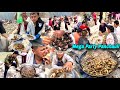 Panchauli mega party in nepali village  buffalo meat cutting cooking  eating  village lifestyle 