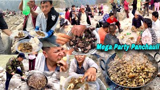 PANCHAULI MEGA PARTY IN NEPALI VILLAGE | BUFFALO MEAT CUTTING COOKING & EATING | VILLAGE LIFESTYLE |