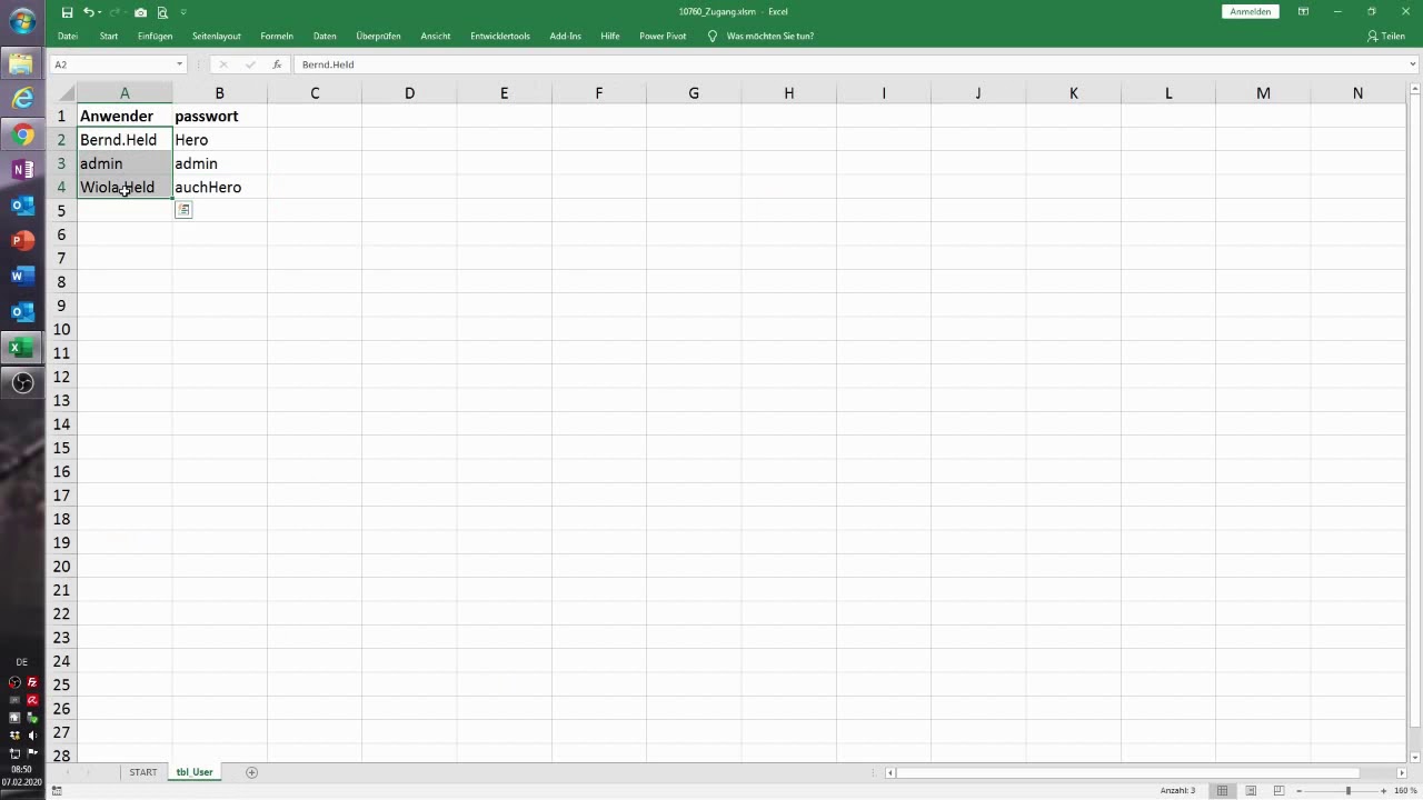New Update 096. Excel-VBA: Eine Zugangskontrolle für eine Arbeitsmappe über den Username erstellen