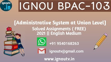 IGNOU BPAC-103 Solved Assignment 2020-2021 [FREE] || BAPAH ||  BPAC-103 || IGNOU TV || IGNOU ||