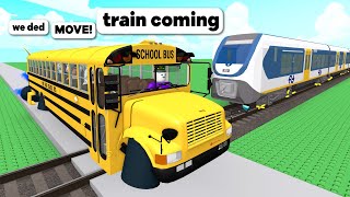 I Drive a UPGRADED School Bus Onto Train Tracks on Roblox