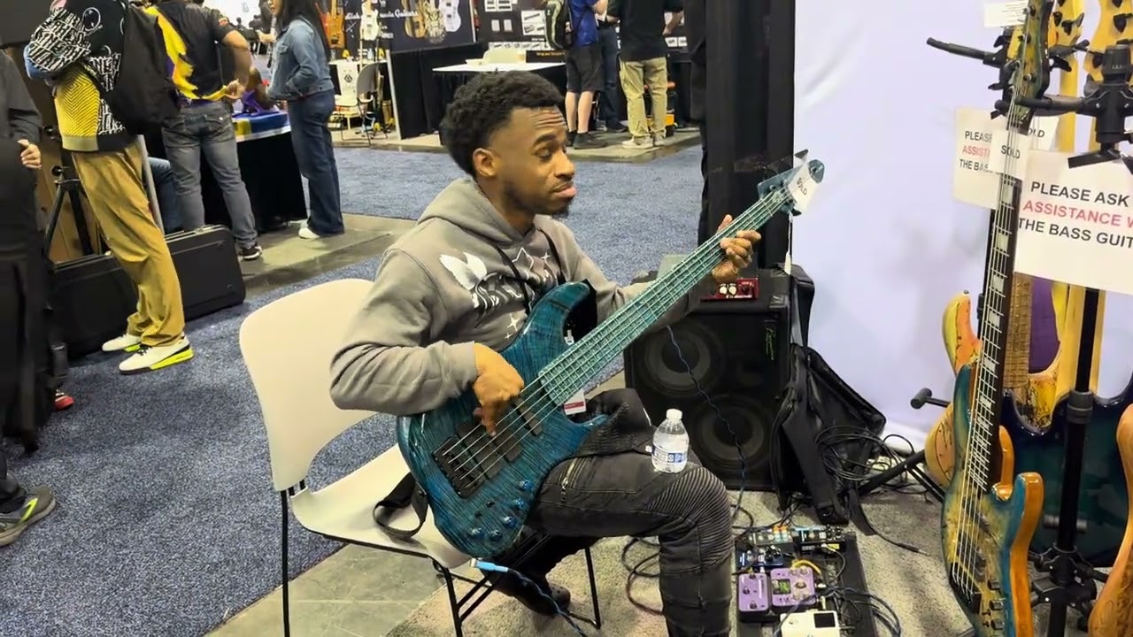 Khalil Barnes at NAMM 2026 - Mane Custom Bass