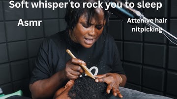 ASMR ✨Tingly soft whisper ,scalp picking, hair parting. Attentive hair scratching and gum cracking