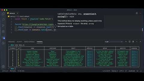 Use console.table() to display objects