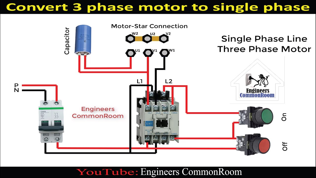 Convert 3 phase motor to single phase । Engineers CommonRoom