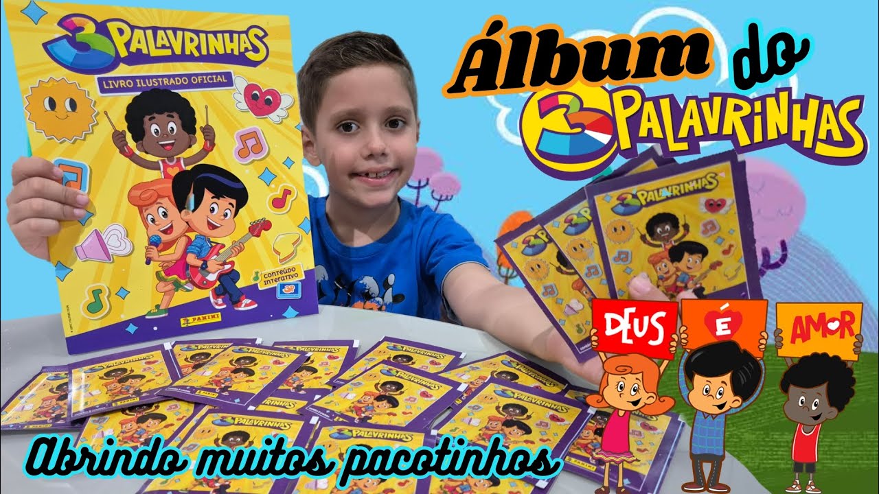 Álbum de figurinhas 3 Palavrinhas: abrindo muitos pacotinhos e mostrando todos os detalhes do álbum