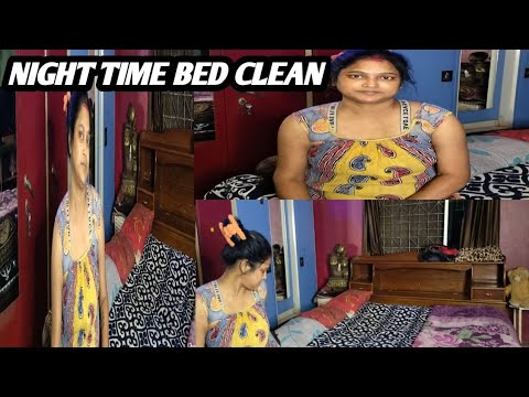 রাতের বিছানা করছি //Night time bed cleaning 🧹#cleaningvlog @Deepu_lifestyle444