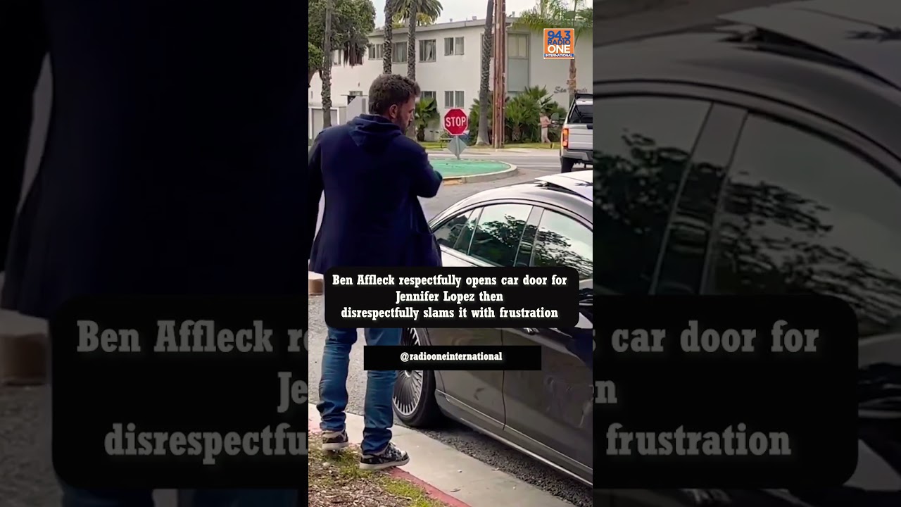 Ben Affleck respectfully opens car door for Jennifer Lopez then slams it with frustration.