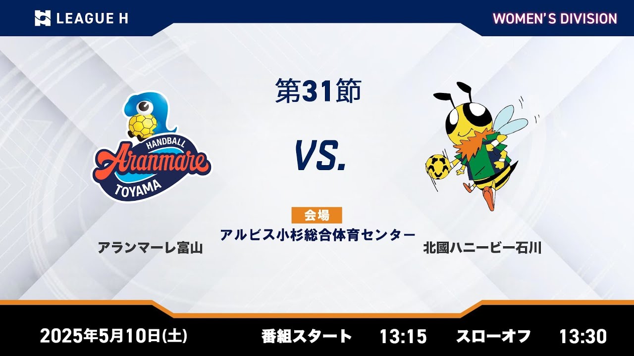 リーグH公式】 アランマーレ富山vs北國ハニービー石川 2025年5月10日