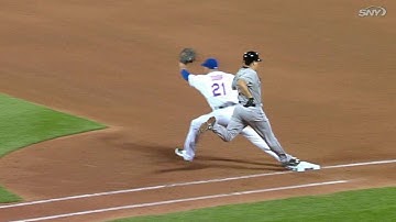 MIA@NYM: Safe call at first base overturned in 5th