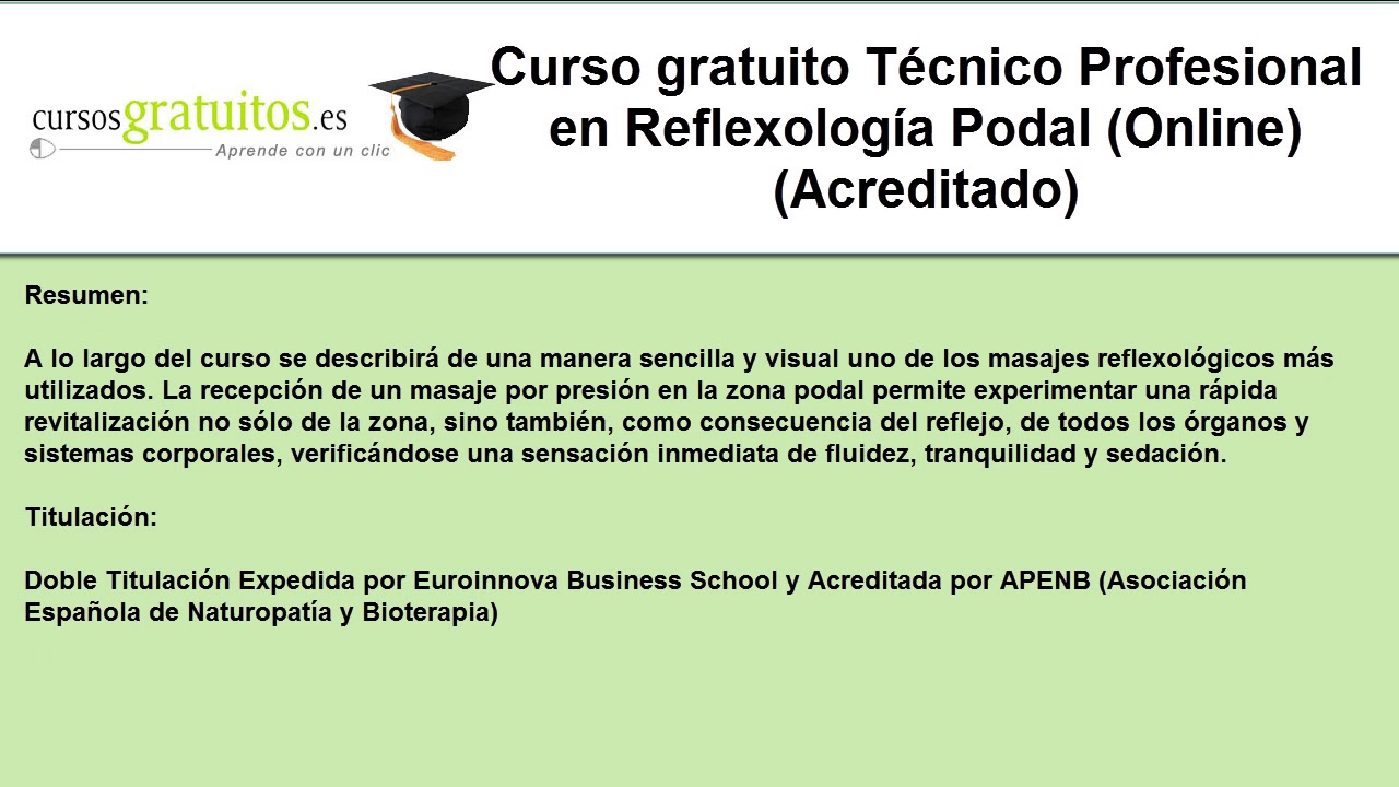 Curso gratuito Técnico Profesional en Reflexología Podal (Online