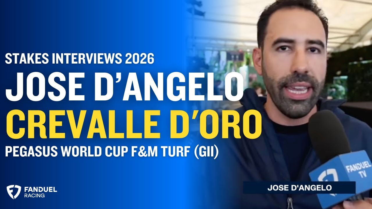 Jose d'Angelo on Pegasus Filly & Mare Turf (G2) Contender Crevalle d'Oro