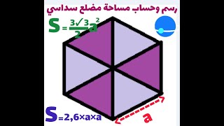 كيفية رسم وحساب مساحة المضلع السداسي المنتظم