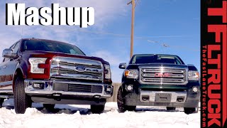2016 GMC Canyon Duramax Diesel vs Ford F-150 5.0L 0-60 MPH & Towing MPG Mashup Review