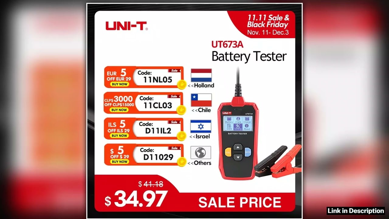 UNIT Car Battery Tester UT673A UT675A 12V 24V DC Load Tester Capacity Meter Battery Checker Chargin