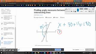 Finding Angle Measures Between Intersecting Lines