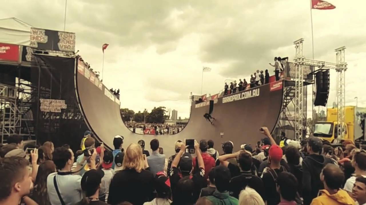 half pipes for sale Tony Hawk front flip at Melbourne Grand Prix 2014
