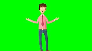 Cartoon character Talking business man Green Screen