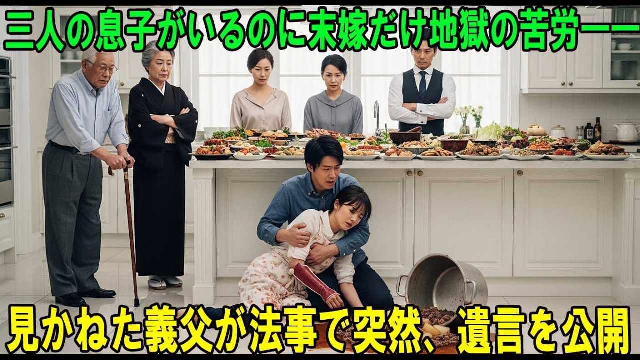 法事のとき、息子は三人いるのに末の嫁だけに地獄のような苦労をさせた姑と家族。見かねた舅が突然…