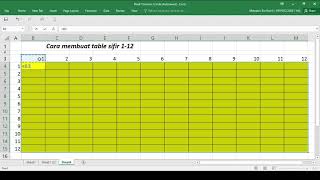 Cara Membuat Jadual Sifir 1 hingga 12 menggunakan MS Excel
