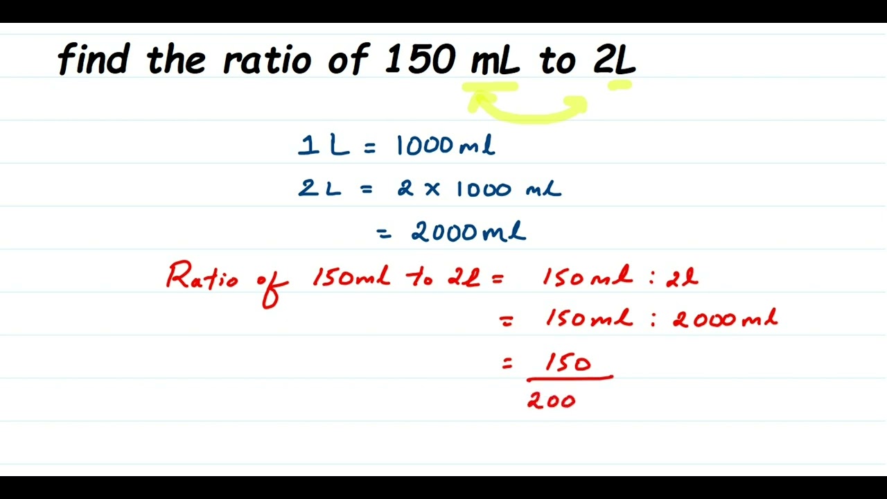 Find the ratio of 150 mL to 2L // Ratio and proportion