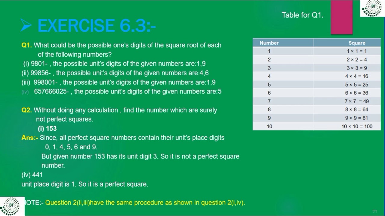 8 Squares Problem Computer Science Demo 8th Standard Chapter 8 Squares & Squares 06 - YouTube