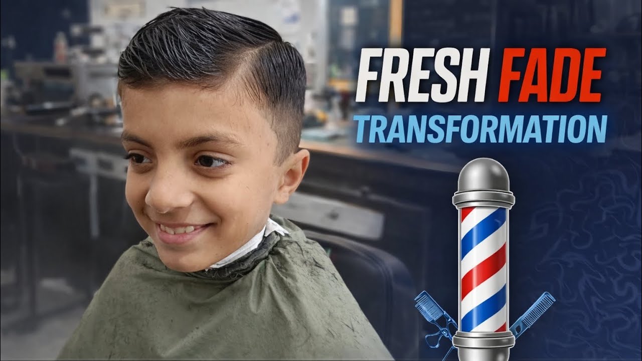 Kids Fresh Fade Haircut Transformation | Clean Side Part Fade 2026