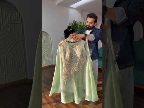 Beautiful  Pastel Pistachio Green color Embroidery Bids work Sharara set for Wedding Function