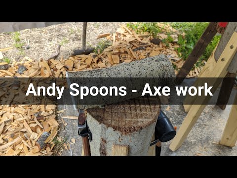 Carving a spoon blank with an axe