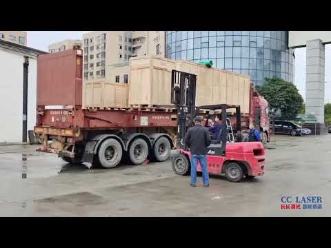 CC Laser Factory's CC4020-6000W Laser Cutter in Vacuum Plywood Case, Loaded in 40FR Container