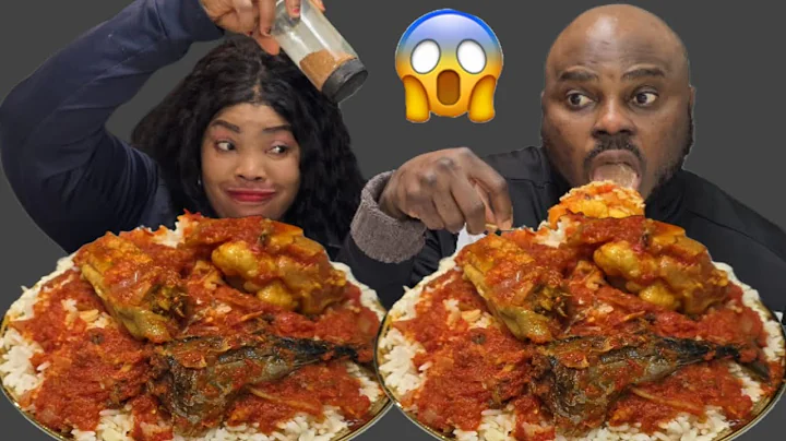 Mukbang my wife she's smart let's see who is smarter africa food white rice and red stew