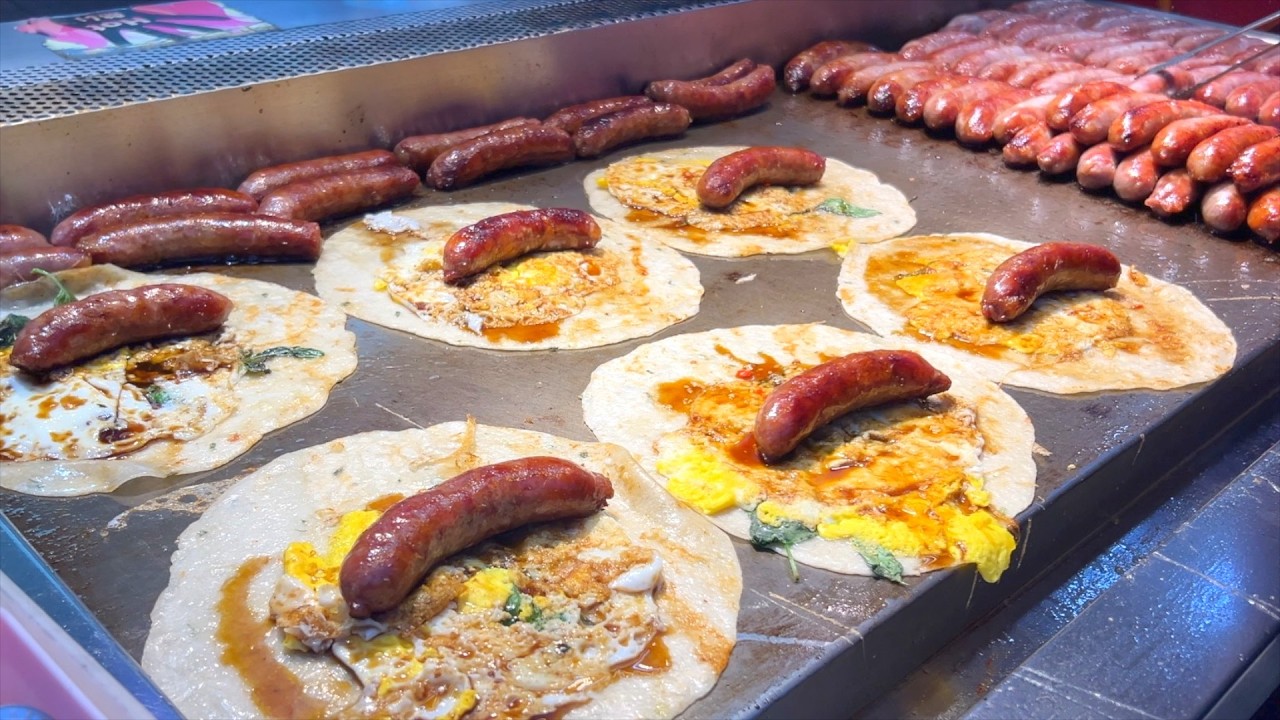 [Уличная еда] Тайваньские блинчики с сосисками и яйцом, приготовленные Блейком