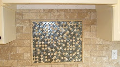 Tumbled Marble Backsplash with Glass  mosaic tile