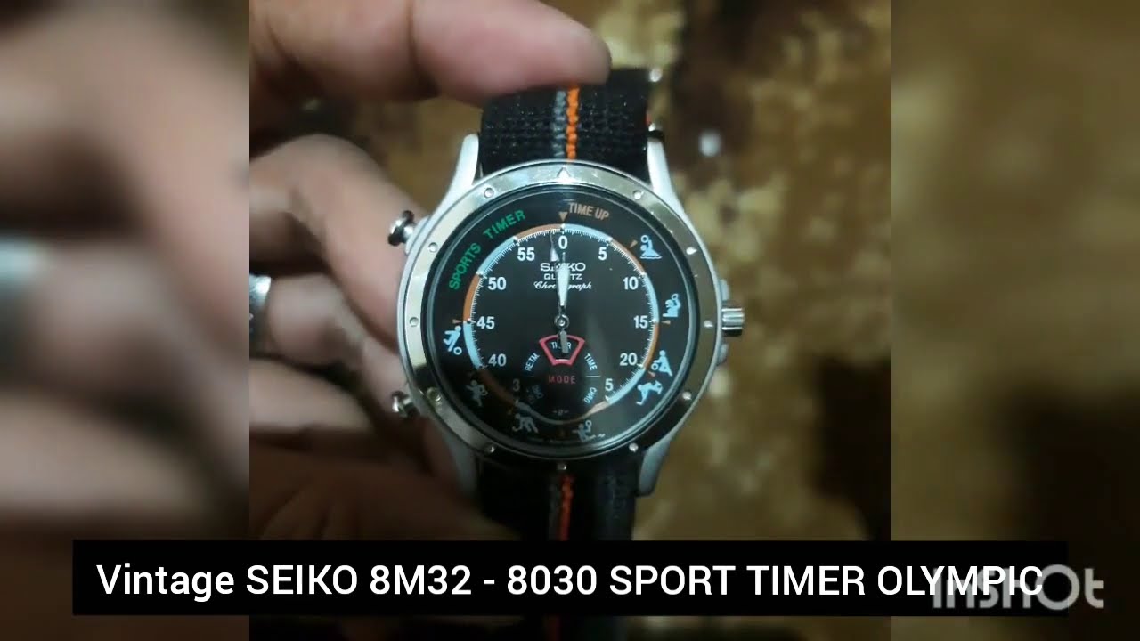 Vintage seiko quartz 8m32 - 8030 sport timer olympic dancing hands - YouTube