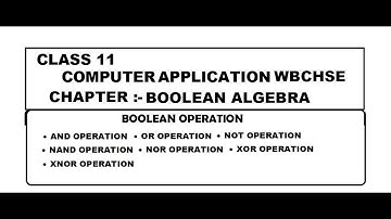 Boolean Algebra | Boolean Operation (AND,OR,NOT) | Class 11 Computer Application