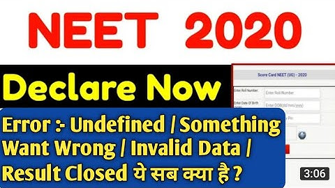 Neet Result 2020 Kaise Dekhe || Neet 2020 Result Undefined Invalid Data Problem || Check Neet 2020