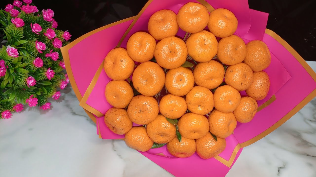 Mandarinli buket yaseymiz🍊Букет из мандаринов 🍊Мандаринли букет ясаш