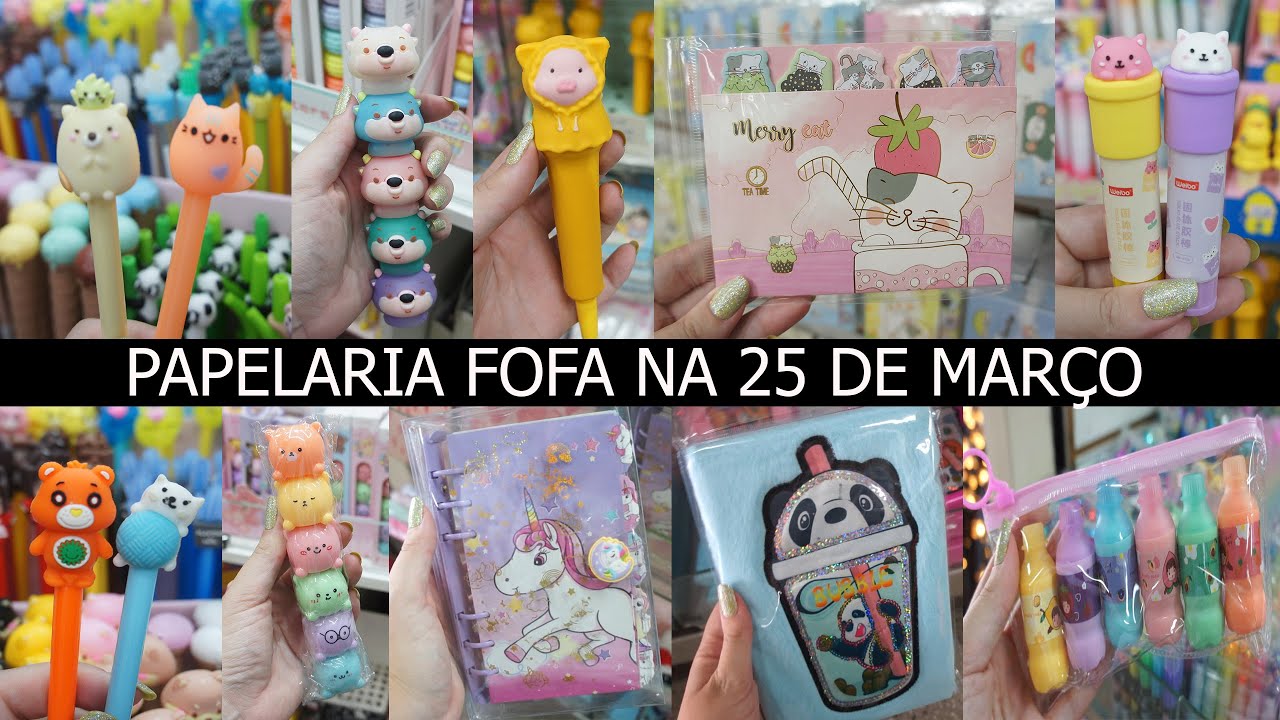 Caixa Papelaria Kawaii Fofa 25 Itens