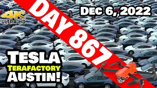GIGA TEXAS MODEL Ys FLOODING HUTTO RAILYARD! -Tesla Gigafactory Austin 4K  Day 867 - 12/6/22 - Tesla